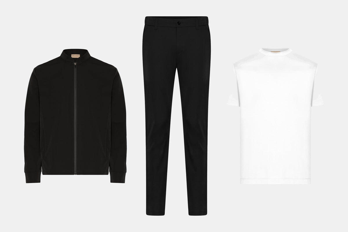 The Weekday Edit - the three pieces laid out - HARK & GRAAF