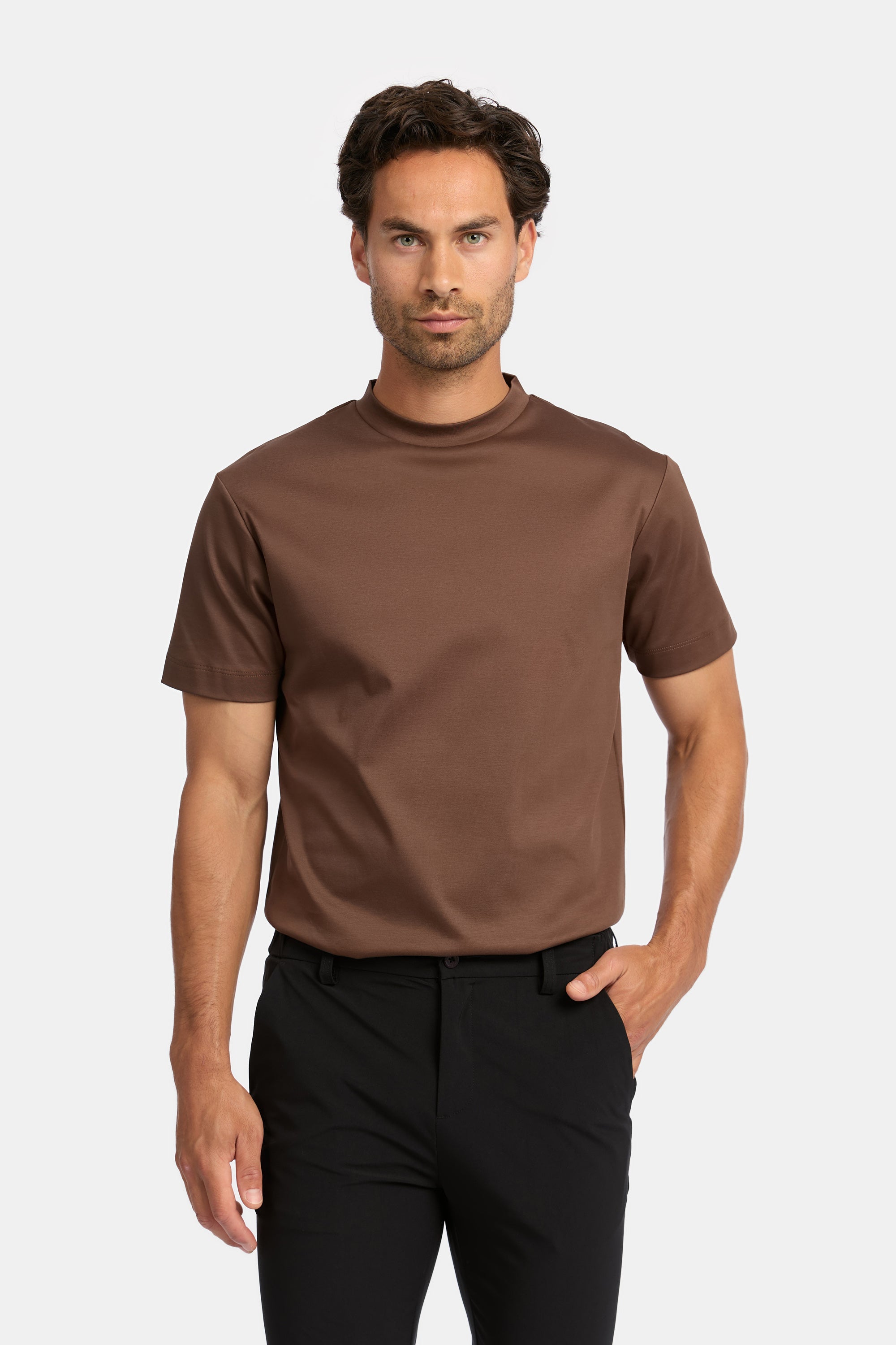 HG MERCERISED COTTON T-SHIRT BROWN